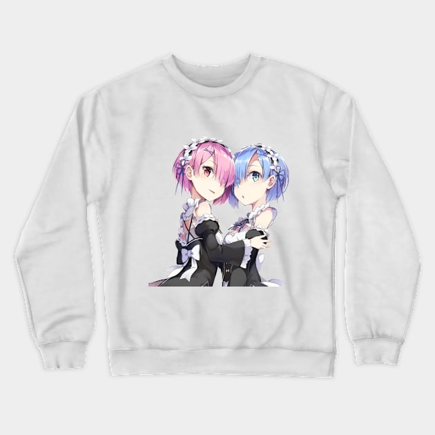 Re Zero Rem Ram Crewneck Sweatshirt by Otakuteland